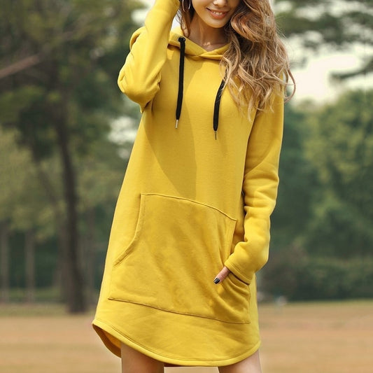 Long Sleeved Sweatshirt Dress Pocket Hoodies