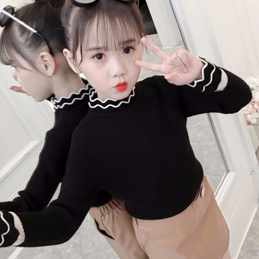 O Neck Knitted Sweater Top for Girls