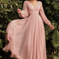 V Neck Floor Length Chiffon Evening Party Dress/ Bridesmaid Dress