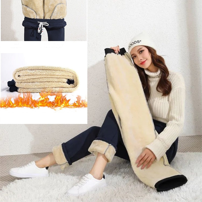 Velvet Thicken Warm High Waist Pants for Women