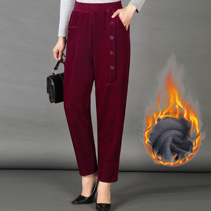 Velvet Thicken Warm High Waist Pants for Women