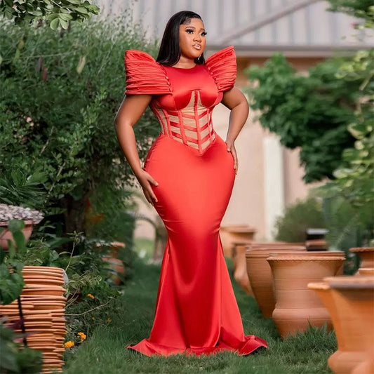 Ruched Satin Mermaid Evening Dress