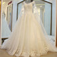 Lace Appliqued Pearls Wedding Dress