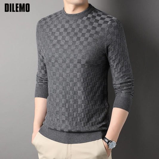 DILEMO Sweater Top Grade New Fashion Brand Knit Pullover Mens Luxury Designer Jumper Plain Korean Plaid Casual Men Clothing
