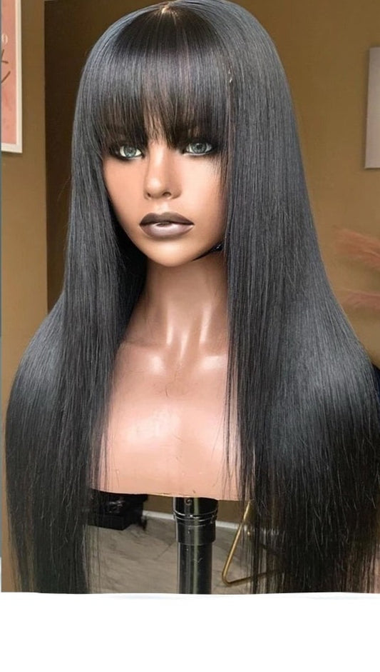 Straight Human Hair Wig For Women with bangs