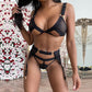 Cut Out Bra Underwear Outfit G string Lingerie Sexy Set 3-pieces