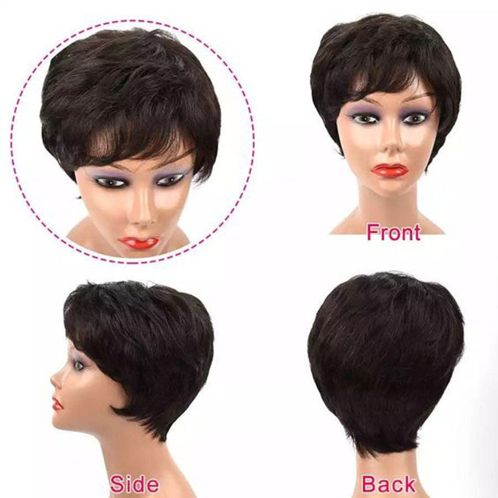Short Pixie Cut Brazilian Human Hair Wig With Bangs
