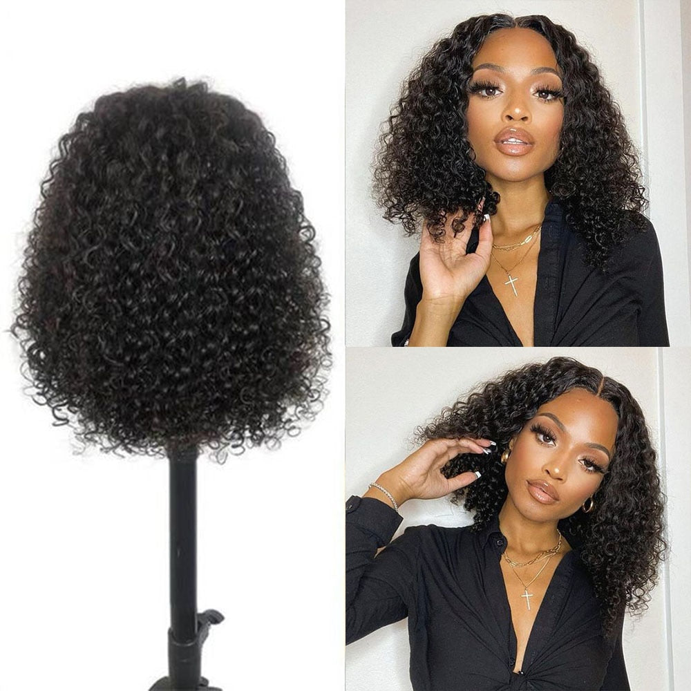 Short Kinky Brazilian Curly Human Hair Wig