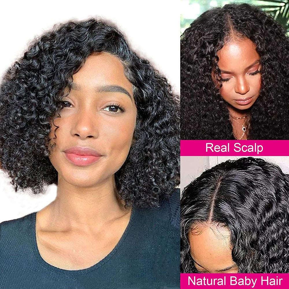 Short Kinky Brazilian Curly Human Hair Wig