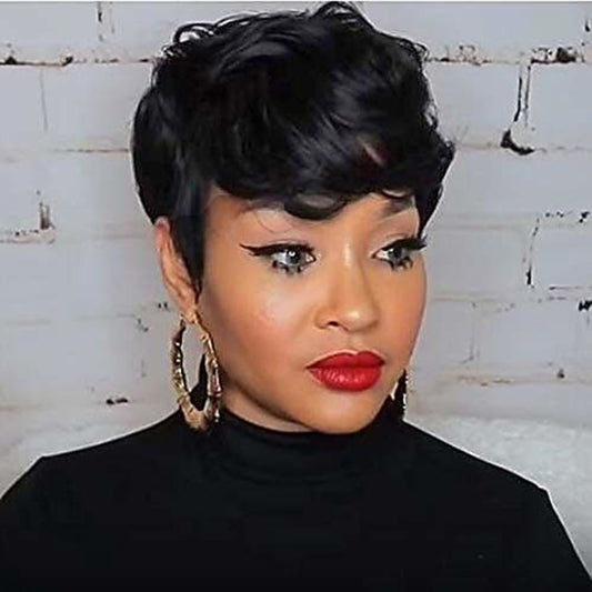 Short Pixie Cut Brazilian Human Hair Wig With Bangs