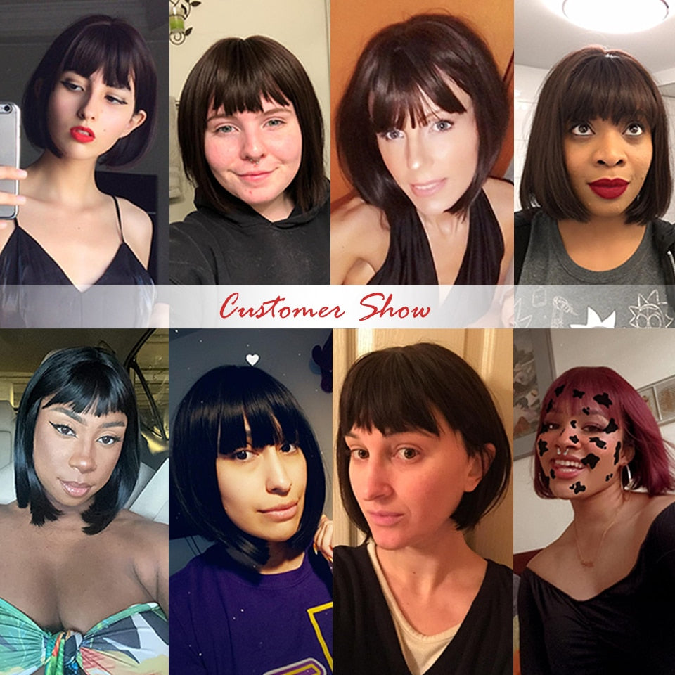 Natural Smooth Short Human Hair Wig For Women