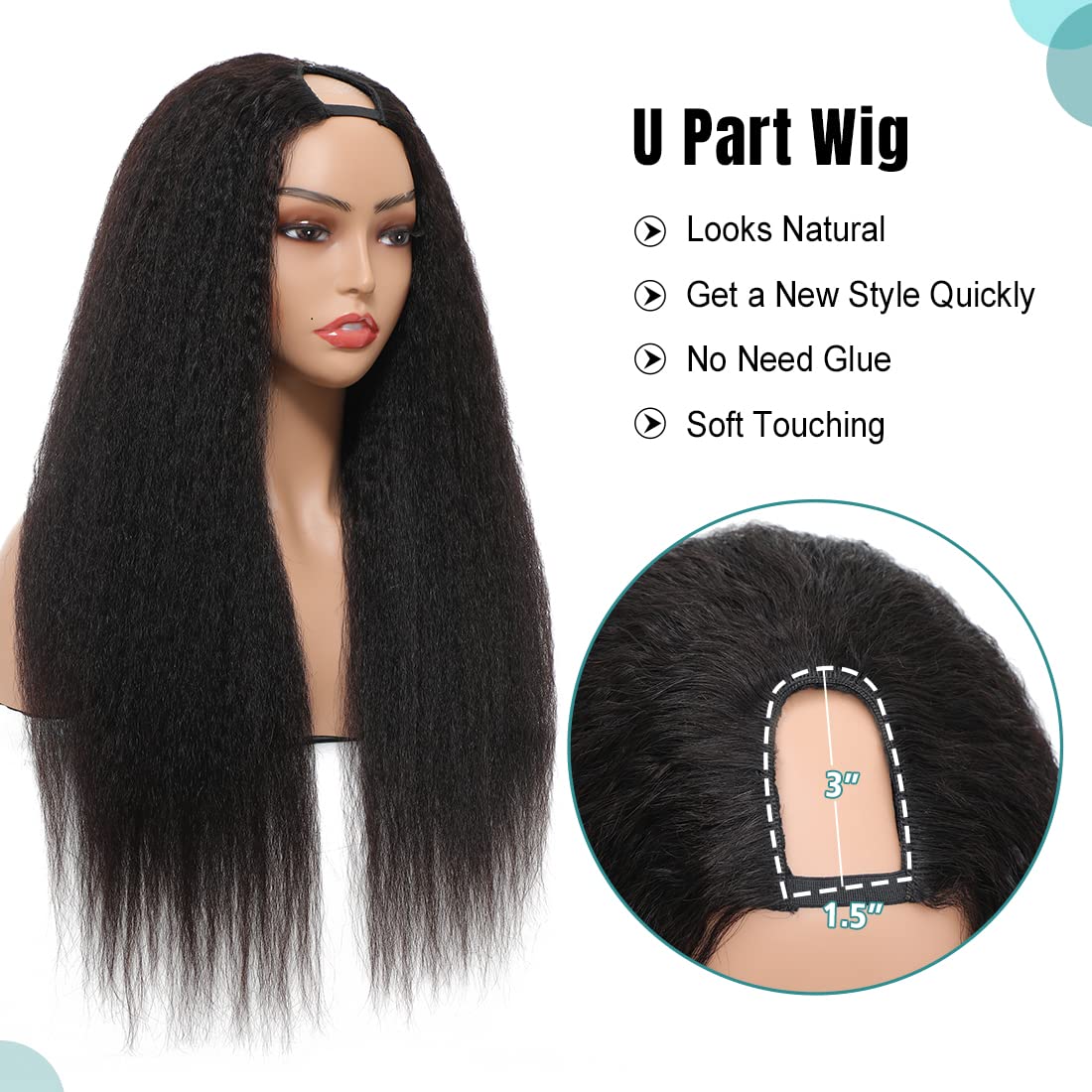 Yaki Straight Human Hair Wig For Women