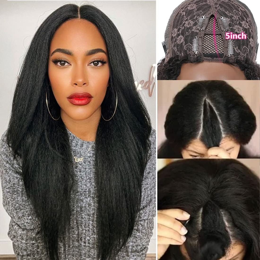 Yaki Straight Human Hair Wig For Women