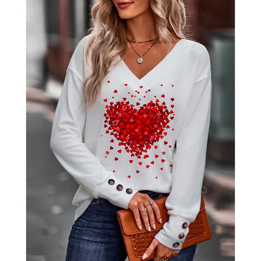 Heart Print Top for Women