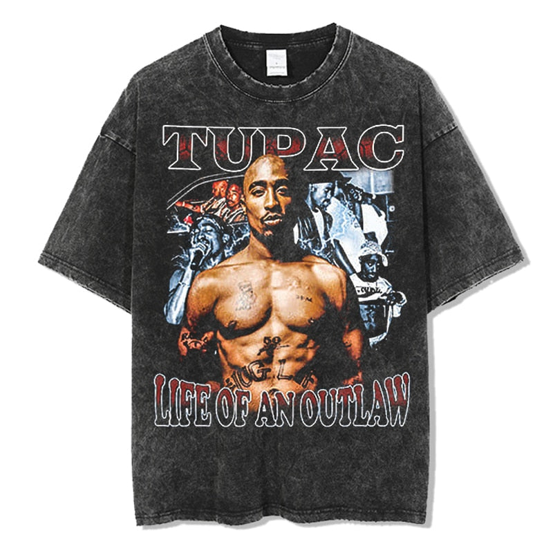 Rapper Portrait Cotton Tees Breathable Vintage T-shirt Top