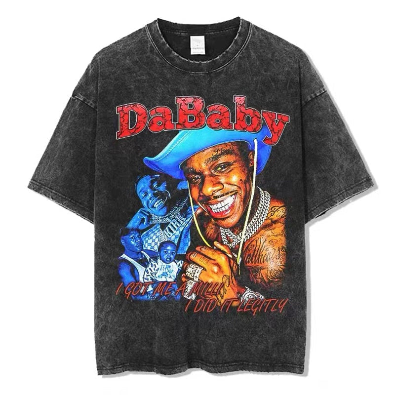 Rapper Portrait Cotton Tees Breathable Vintage T-shirt Top