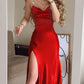 Strap High Slit Mid Party Dress