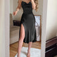 Strap High Slit Mid Party Dress