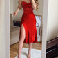 Strap High Slit Mid Party Dress