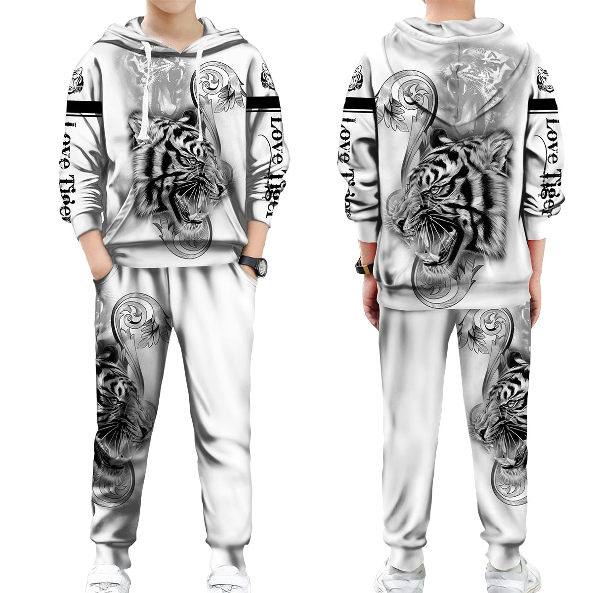 The Tiger 3d Print Hoodie Set