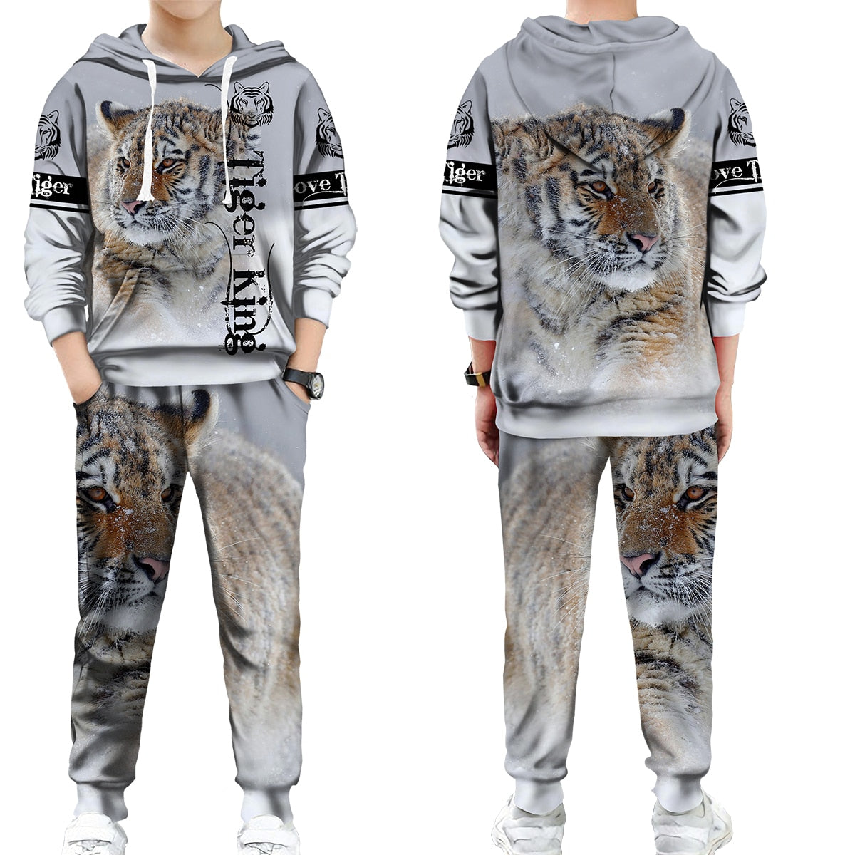 The Tiger 3d Print Hoodie Set