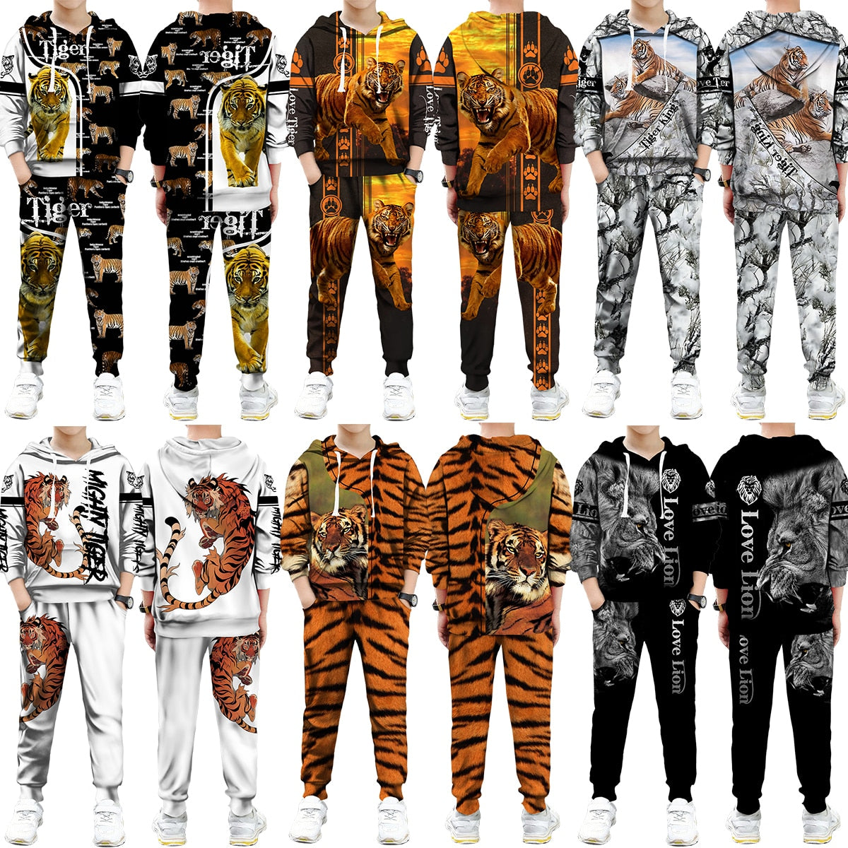 The Tiger 3d Print Hoodie Set