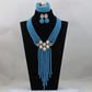 Long Design Blue Beads Crystal Jewelry Set Women