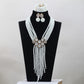Long Design Blue Beads Crystal Jewelry Set Women