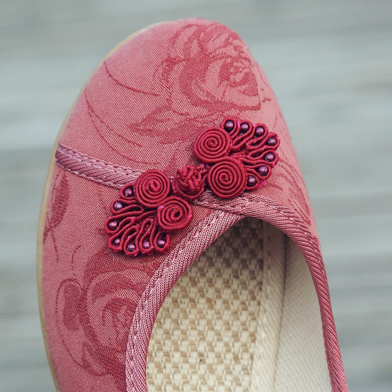 Embroidered Ballet Flats Slip On Shoes for Women