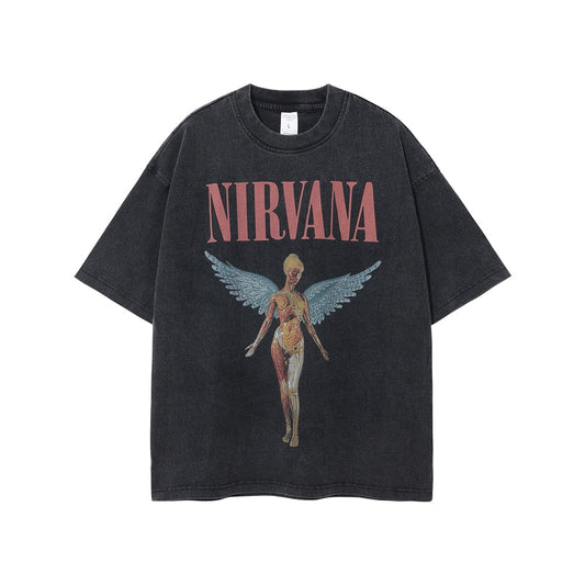 Angel Print Oversized Tshirt Vintage Top