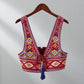 Vintage Embroidery Tassel Lace Up Vest For Women