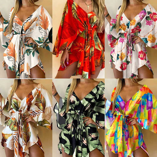 V Neck Floral Print Dress for Women