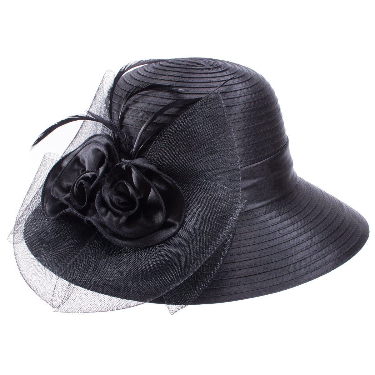 Wide Brim Feather Party Hat for Women