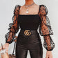 See-through Long Sleeve Crop Top for Women