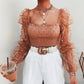 See-through Long Sleeve Crop Top for Women