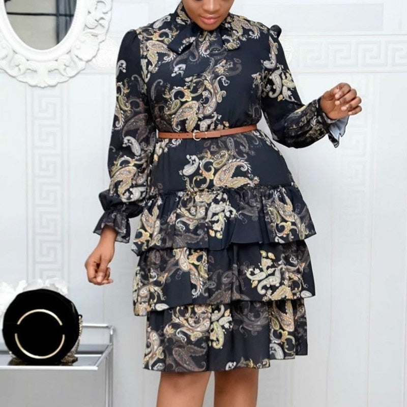 Ruffles Pleated African Dress