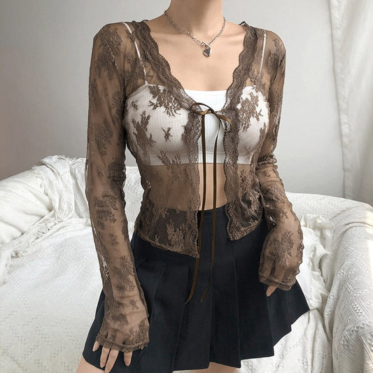 Lace Cardigan Vintage Top for Women