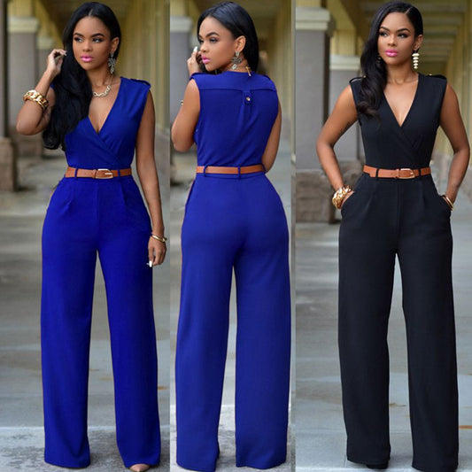 High waist v neck Jumpsuit for Women