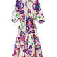 Vintage V Neck Paisley Flower Print Dress