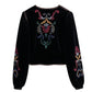 Vintage Flower Embroidery Top for Women
