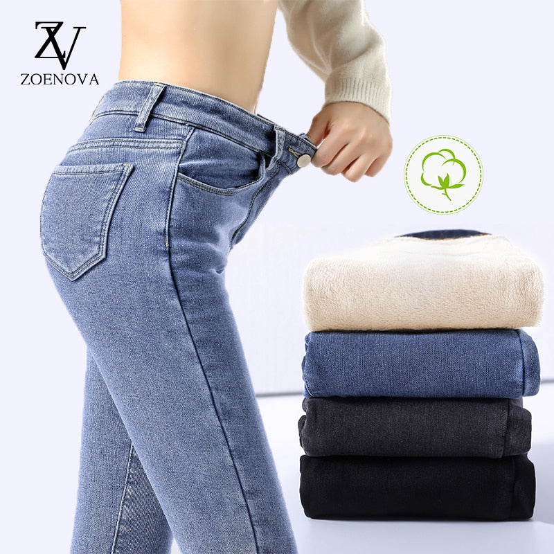 Jeans Pant Winter Velvet Fleece Lined Skinny Jeans