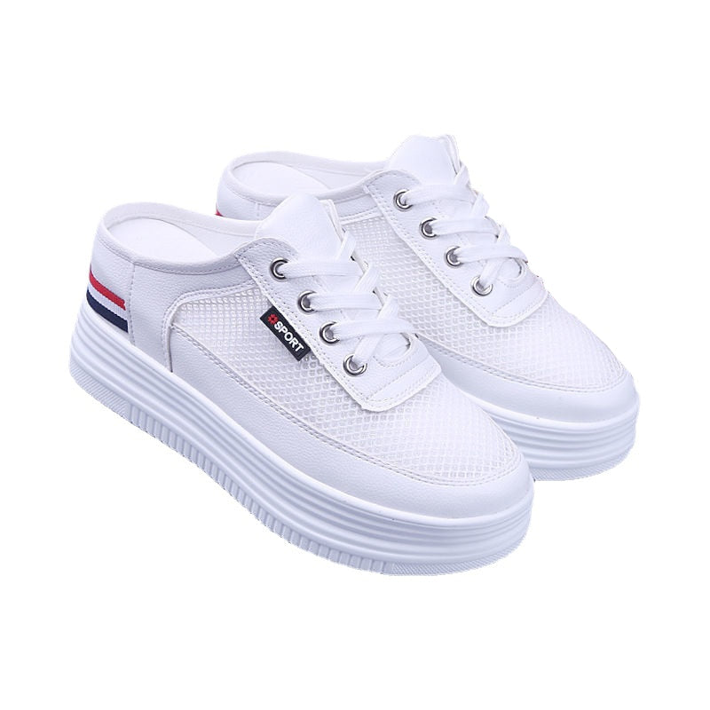 Half Slippers Women Mesh Surface Hollow
