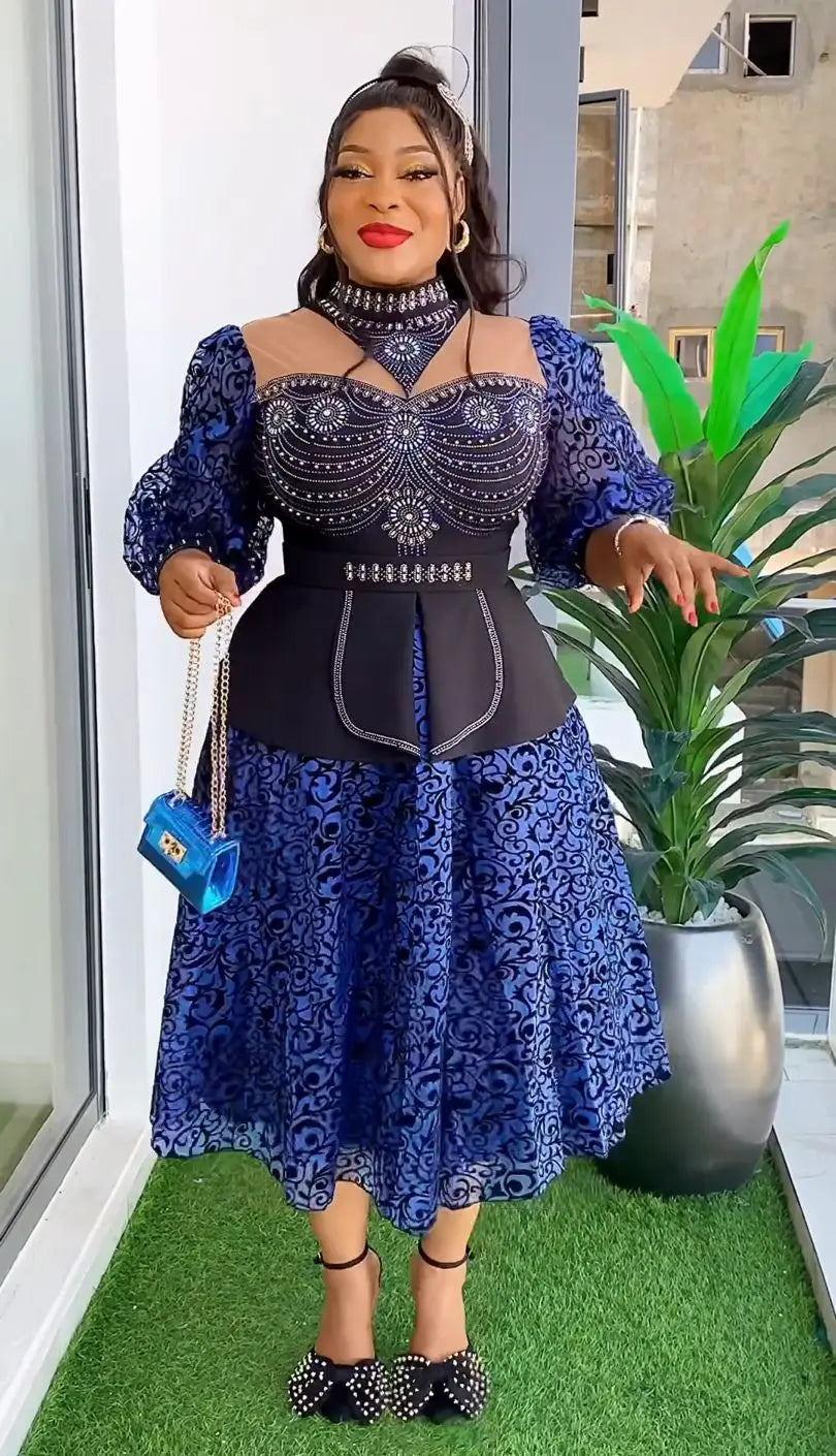 Elegant African Wedding Party Dresses for Women 2024 Plus Size Dashiki Ankara