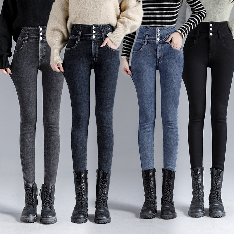 Jeans Pant Winter Velvet Fleece Lined Skinny Jeans