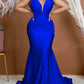 Elegant Evening Dress Long Party Gown Sexy Deep V Sleeveless Mermaid Bodycon Maxi