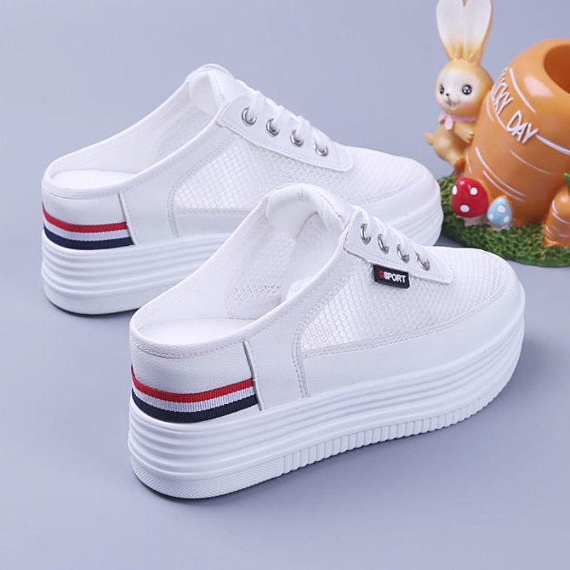 Half Slippers Women Mesh Surface Hollow
