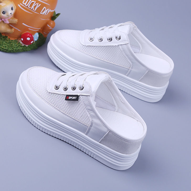 Half Slippers Women Mesh Surface Hollow