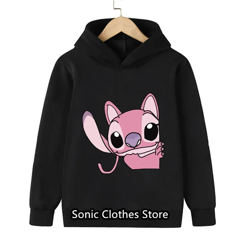 90s Y2k Anime Disney Stitch Hoodie Girls Children Cartoon Clothes Kid Boys Lilo Stitch Sweatshirt Manga Hoody Baby Casual Top