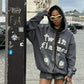 Y2k puffed printed font oversized hoodie