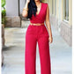 High waist v neck Jumpsuit for Women